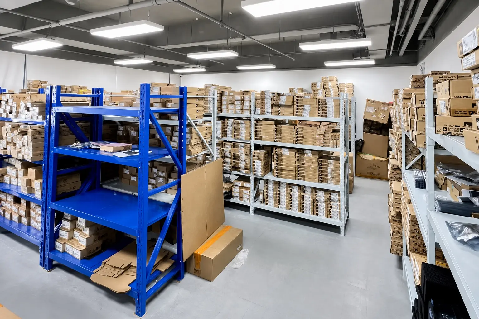 Organized semiconductor inventory ready for rapid fulfillment